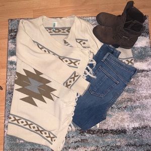 Aztec Fringed Cardigan